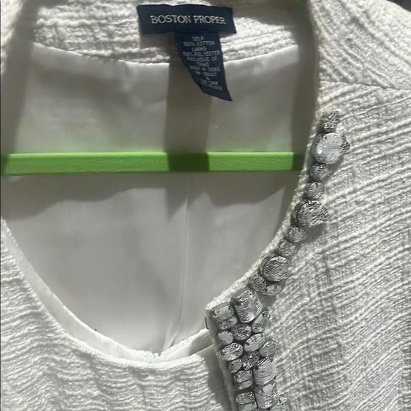 Boston Proper White Textured Blazer and dress Set 16 formal - Picture 8 of 8